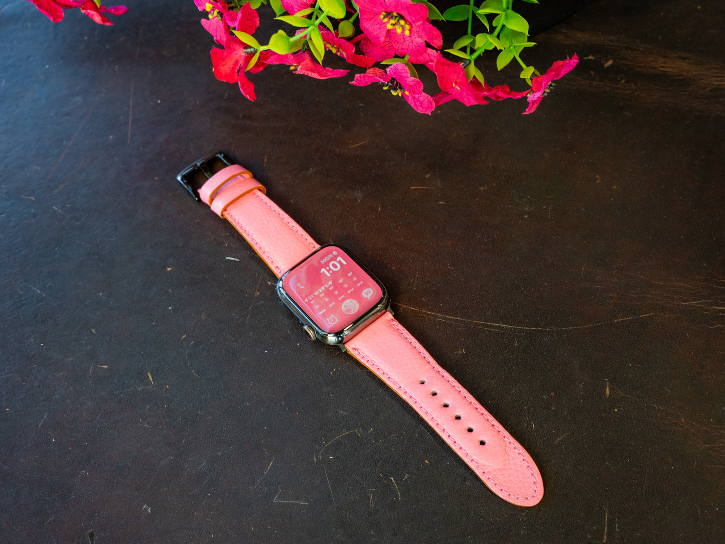Italian Leather Apple Watch Band - Pink