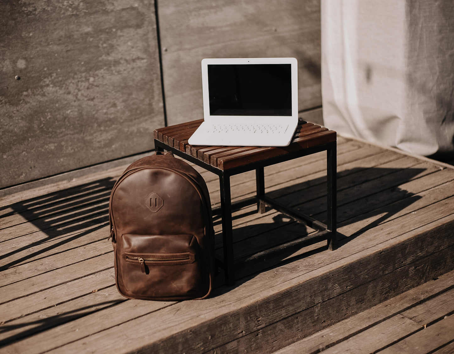 Leather Backpack City for Woman - Brown