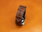 Italian Leather Apple Watch Band with Rubber Backing - Chestnut