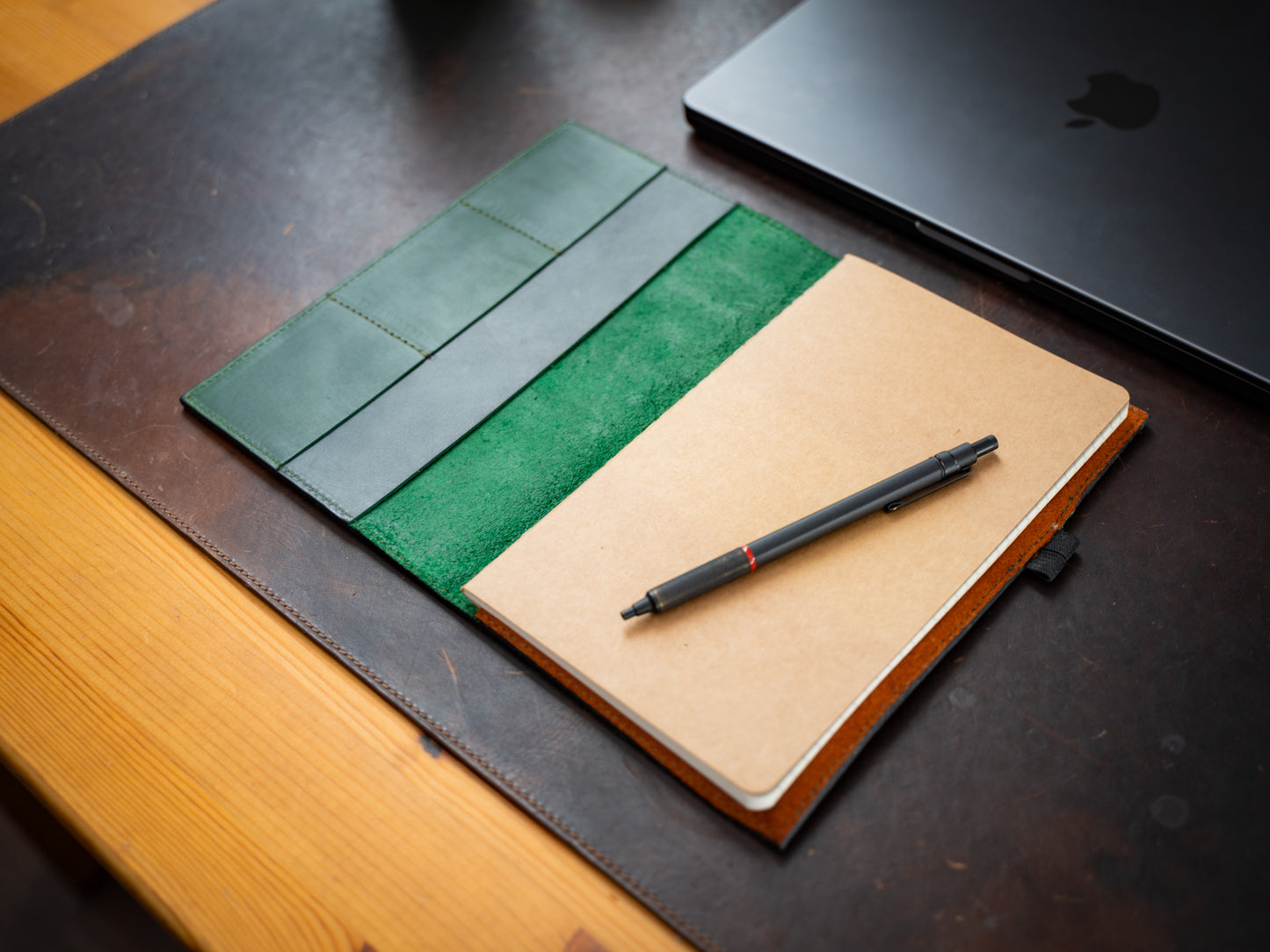Leather Moleskine Journal Case - Green Moss