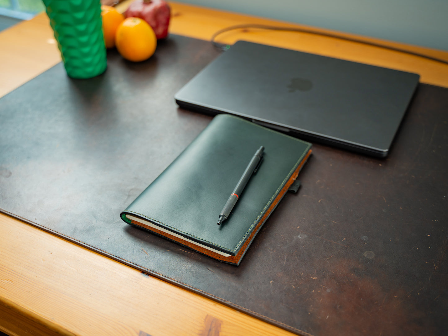 Leather Moleskine Journal Case - Green Moss