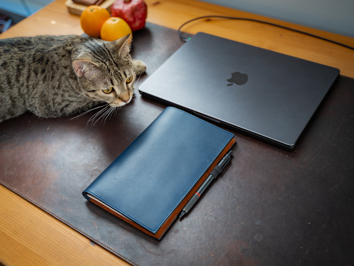 Leather Moleskine Journal Case - Navy