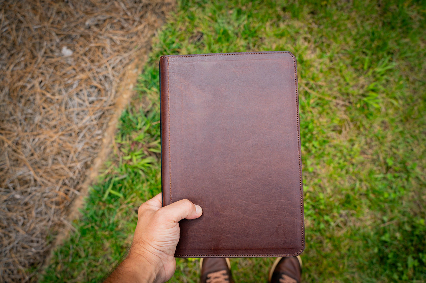 All Leather Menu Cover - Chestnut