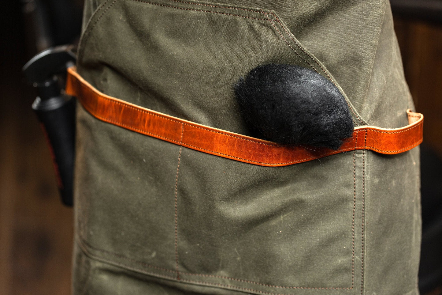 Waxed Canvas and Leather Apron - Green