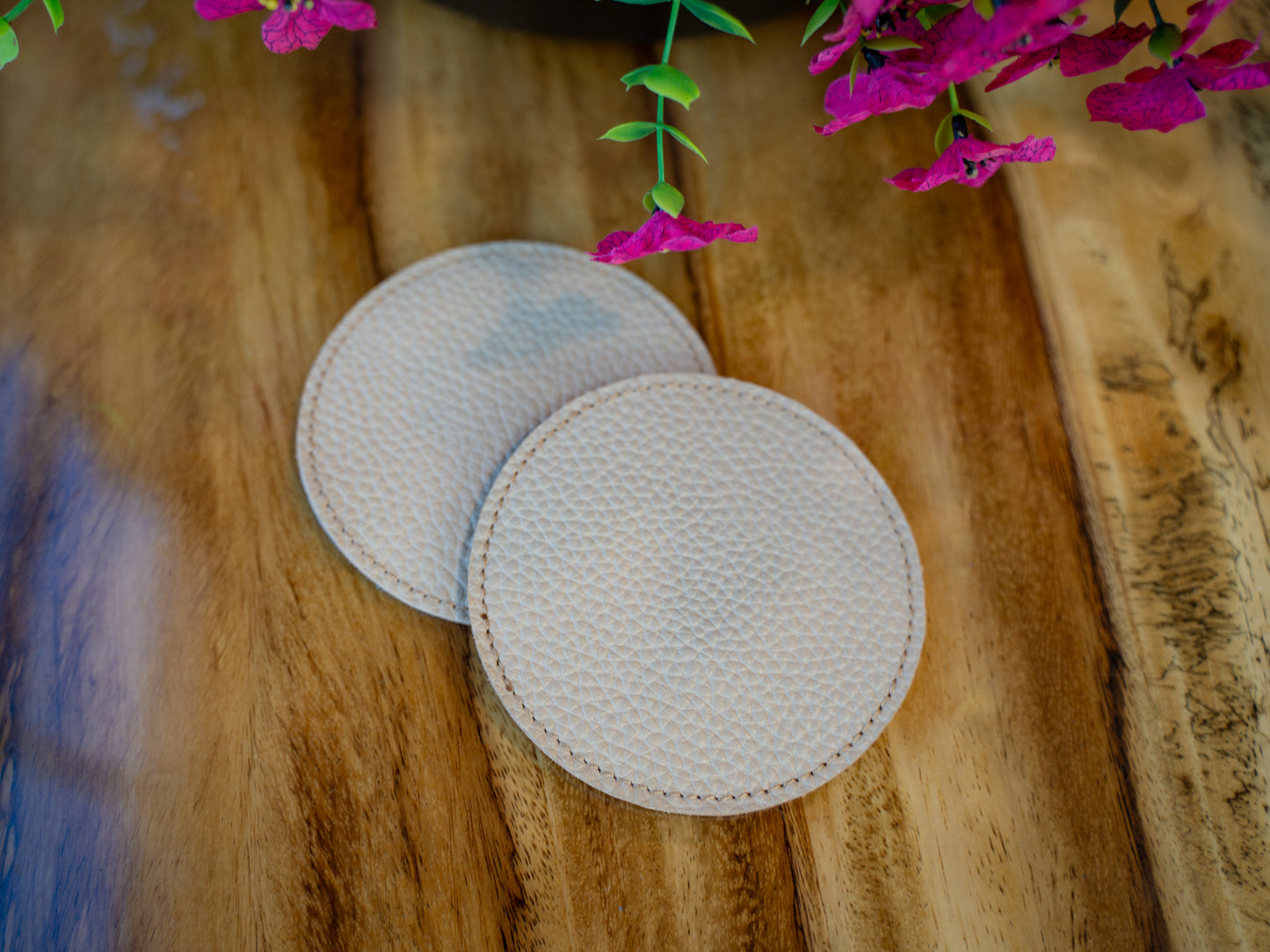 Italian Leather Coaster - Taupe