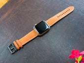 Italian Leather Apple Watch Band with Rubber Backing - Natural