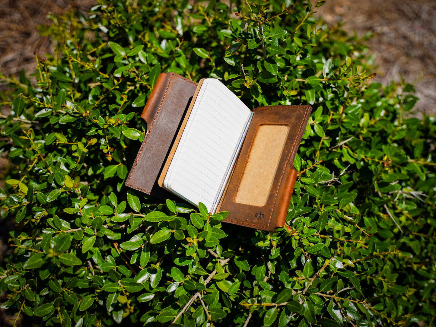 Crazy Horse Leather Journal Wallet with Pen XS - Brown