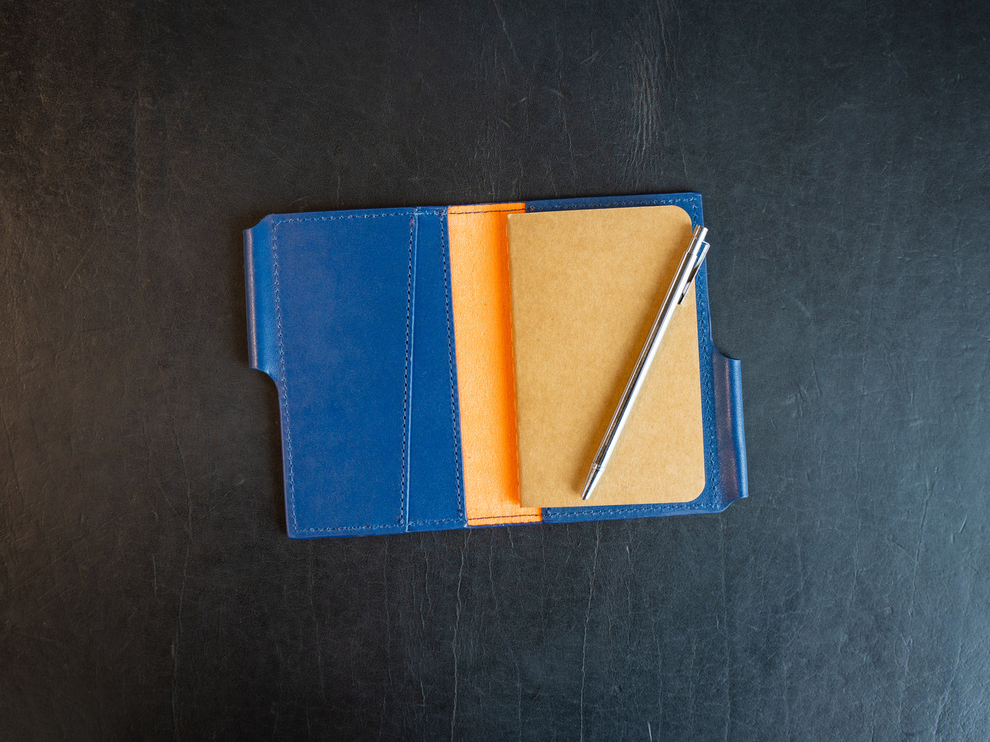 Vintage Leather Journal Wallet 2.0 with Pen XS - Navy