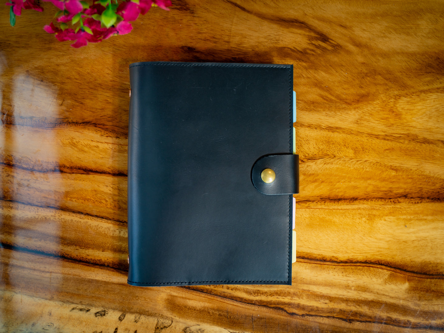 Leather Padfolio with Spiral Refill - Black