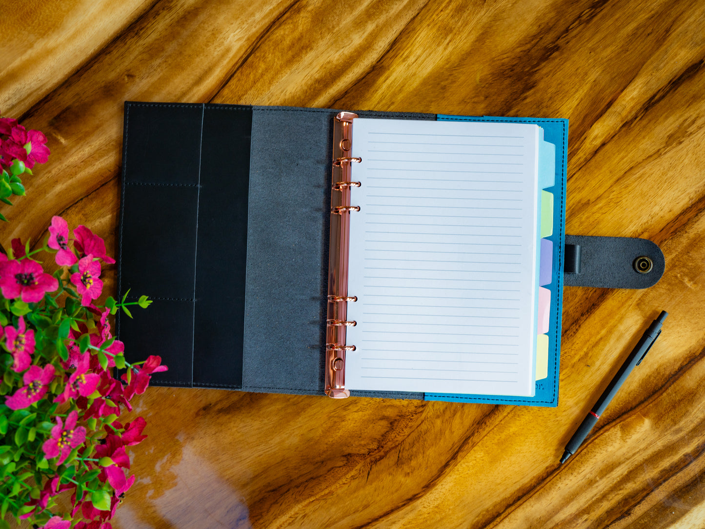Leather Padfolio with Spiral Refill - Black