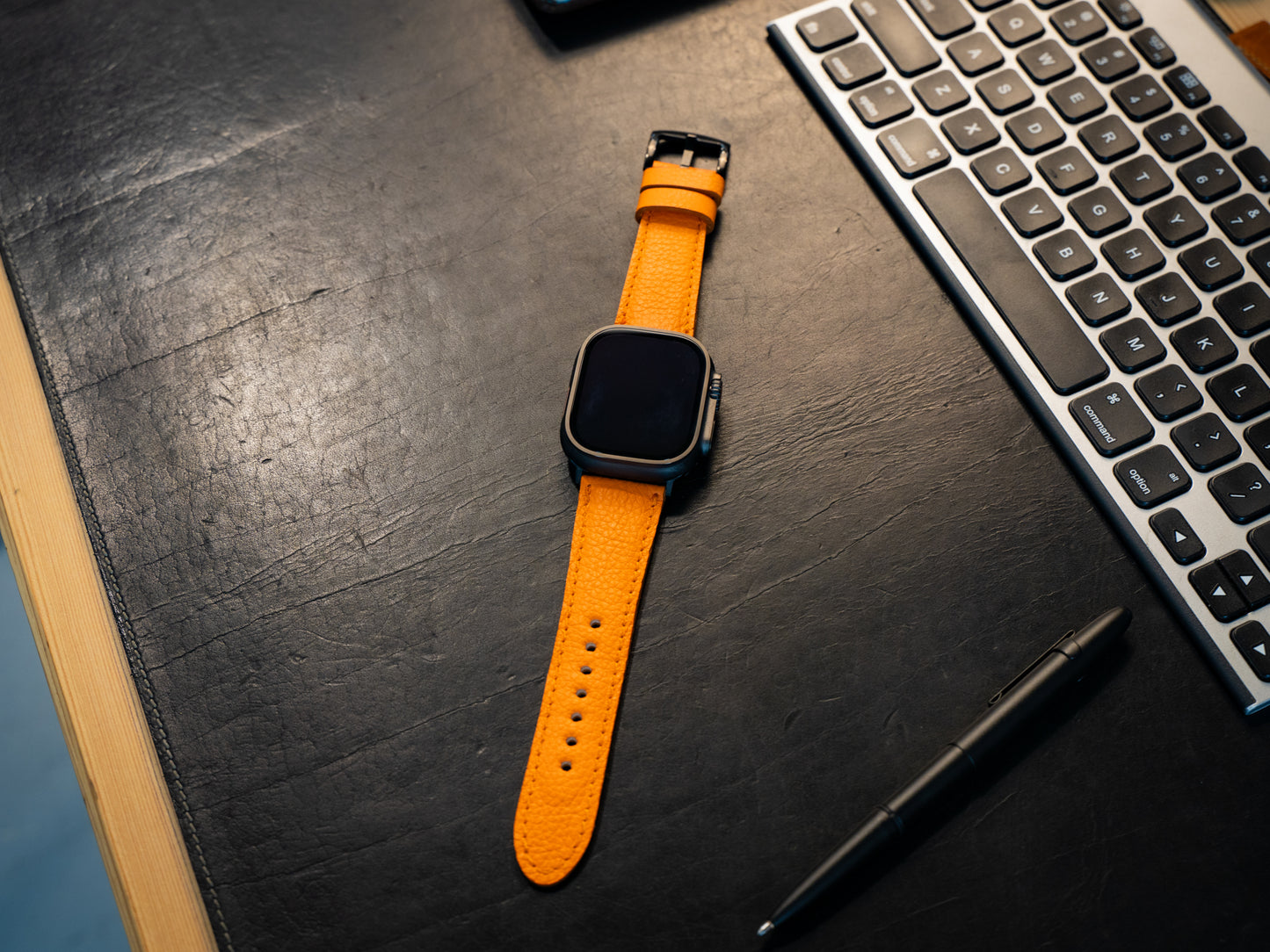 Italian Leather Apple Watch Band - Orange