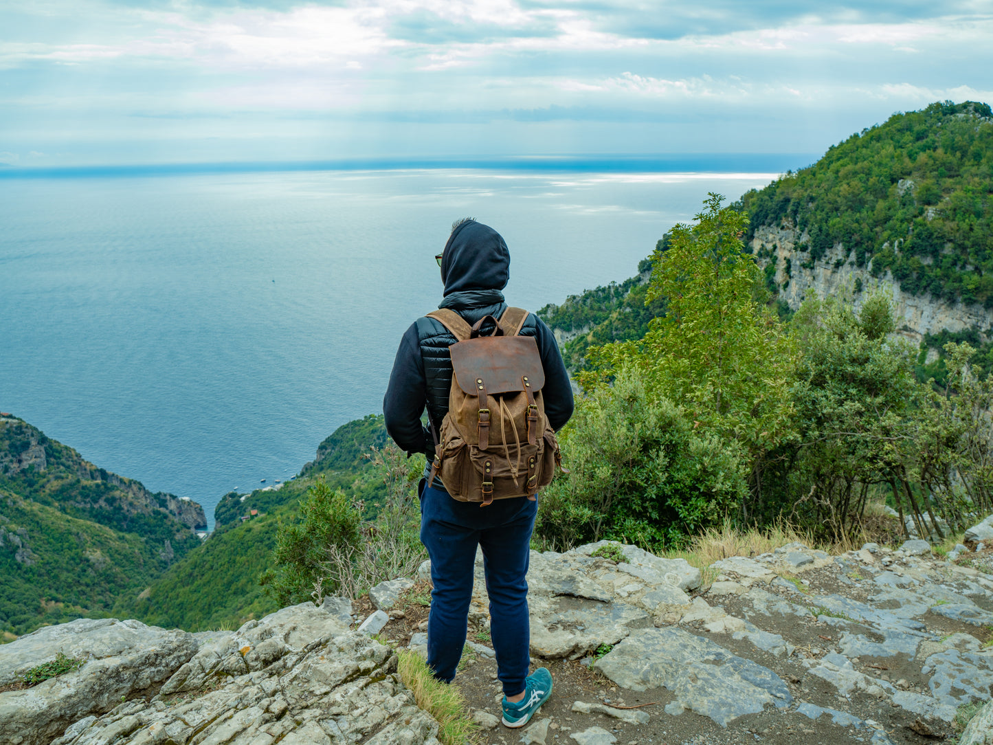 Canvas and Crazy Horse Leather Backpack Adventure for Man