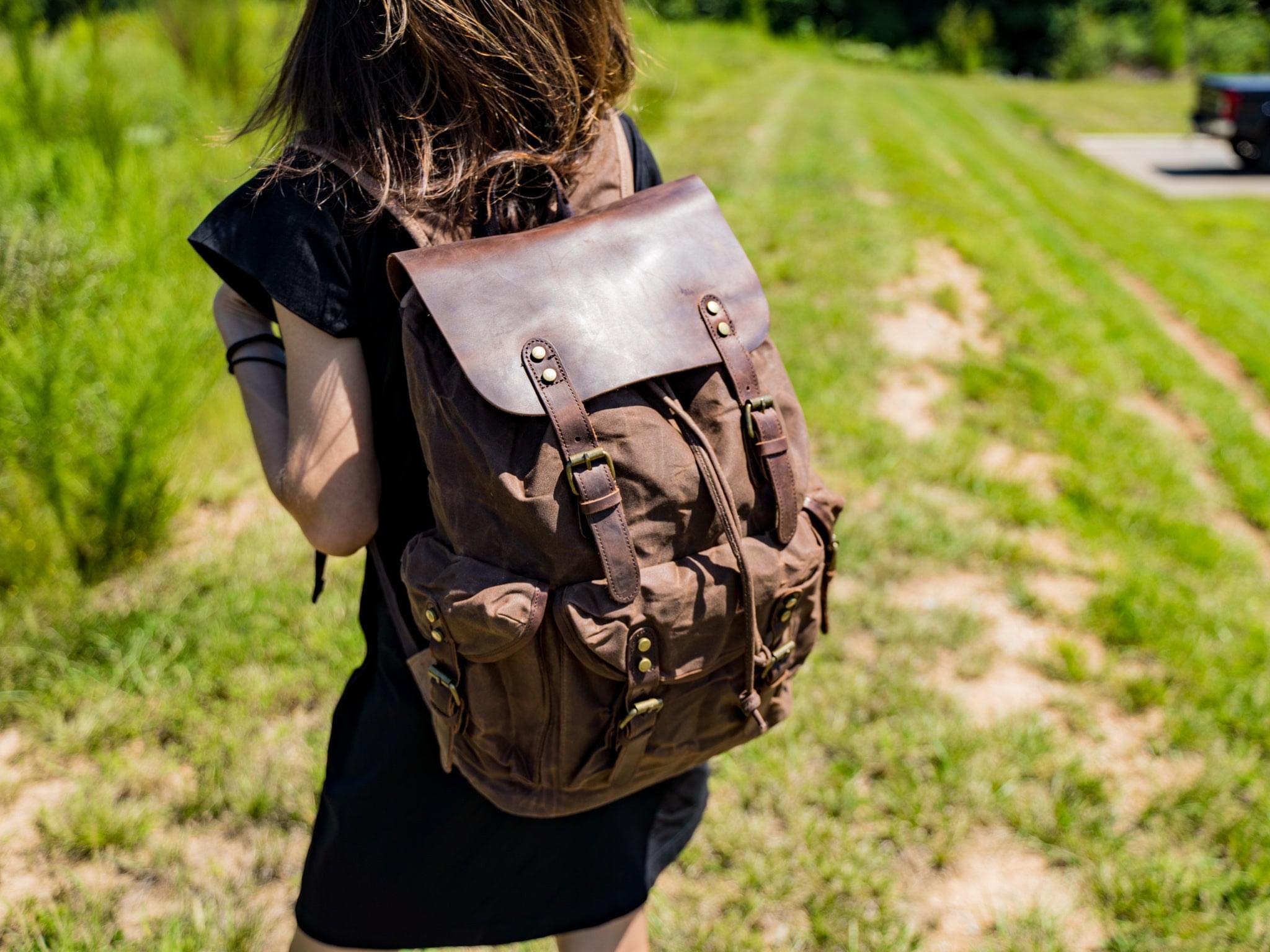 canvas and leather backpacks for men Canvas and Crazy Horse Leather Backpack Adventure