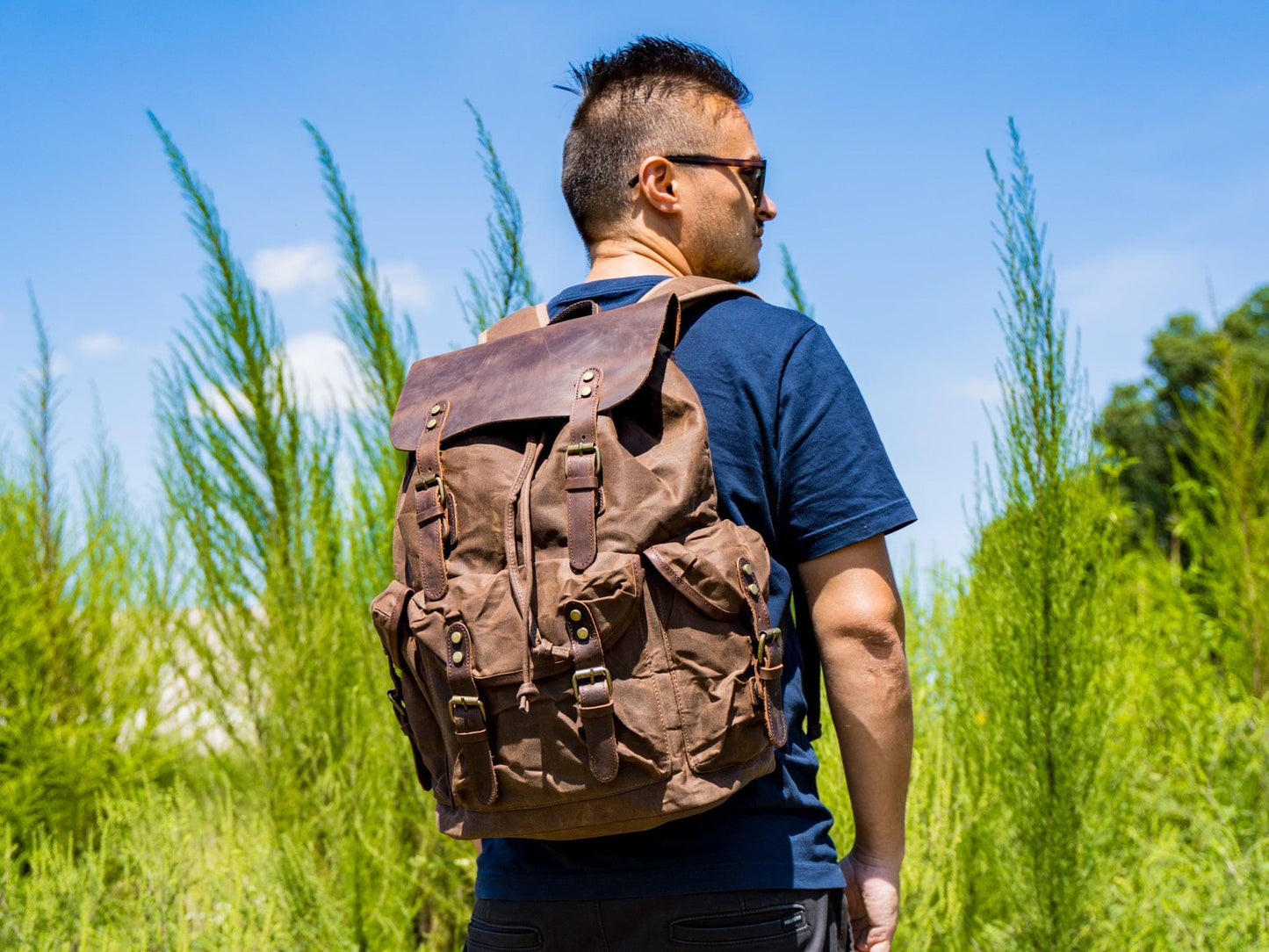 Canvas and Crazy Horse Leather Backpack Adventure
