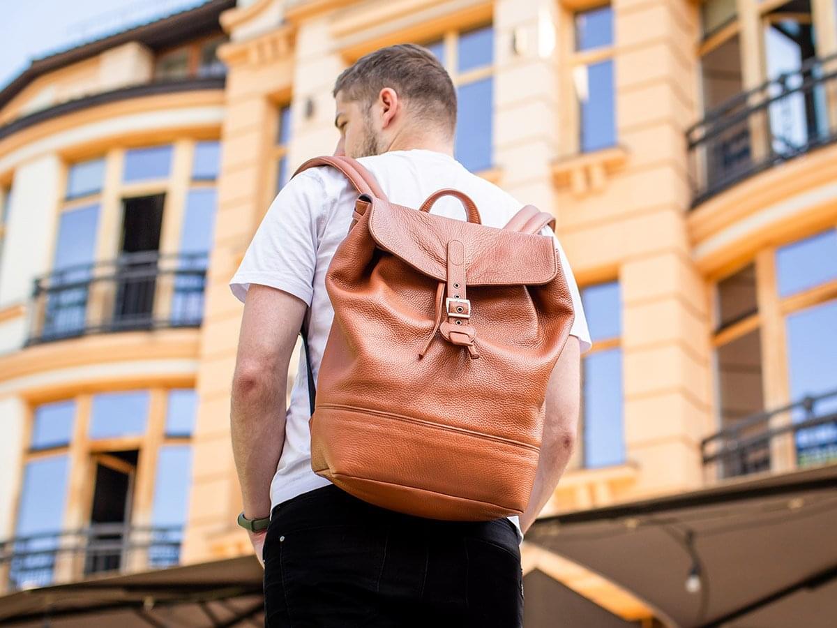 Backpack Charlotte Of Soft Pebble Leather - Tawny