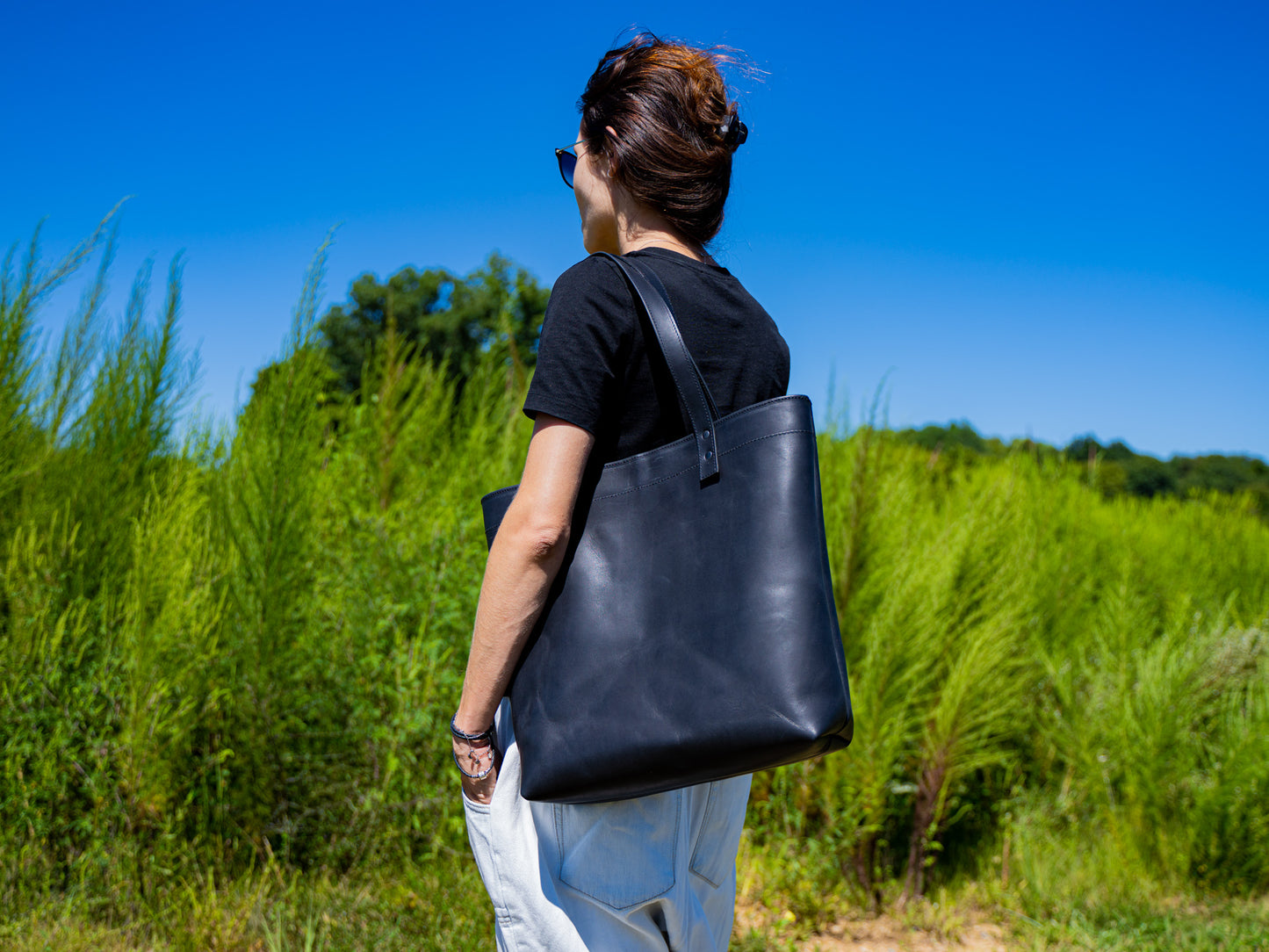 Milwaukee Leather Tote Bag - Black Tote Bag - olpr.