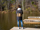 Women's Book Backpack Canvas and Leather in Camel