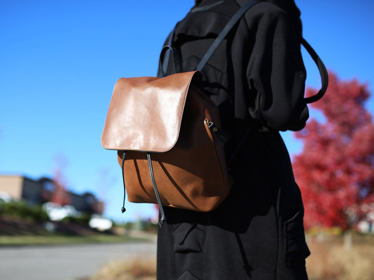 Leather Vinka Backpack - Brown Luggage & Bags - olpr.