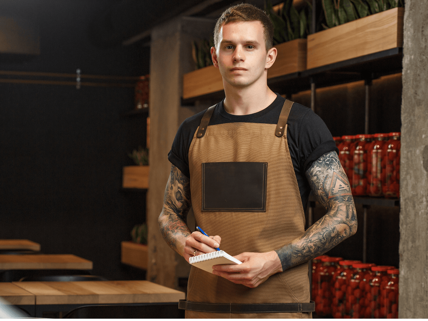 Canvas and Leather Apron - Camel