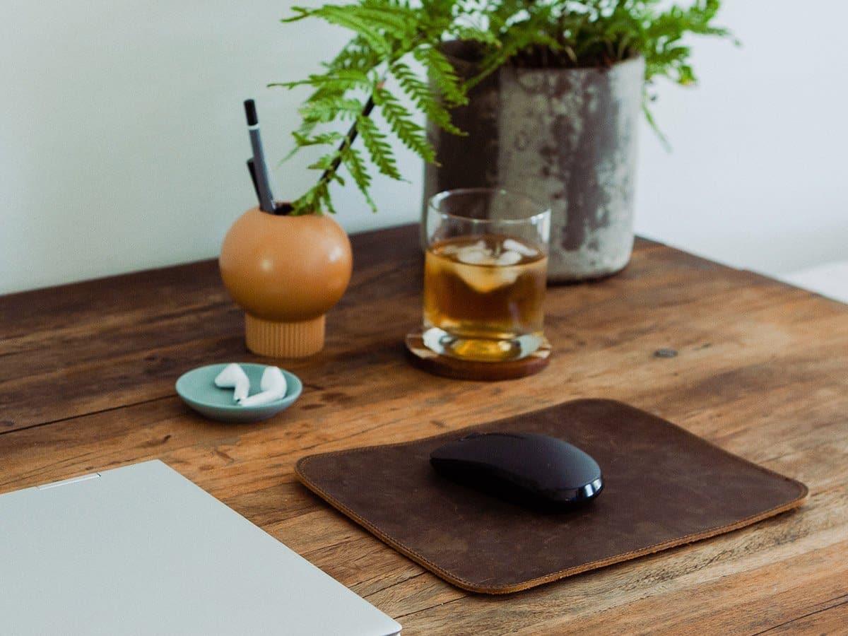 Leather Mouse Pad Milwaukee - Dark Chocolate Desk Pad - olpr.