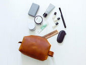 Milwaukee Leather Dopp Kit with Handle - Tan Toiletry Bag - olpr.