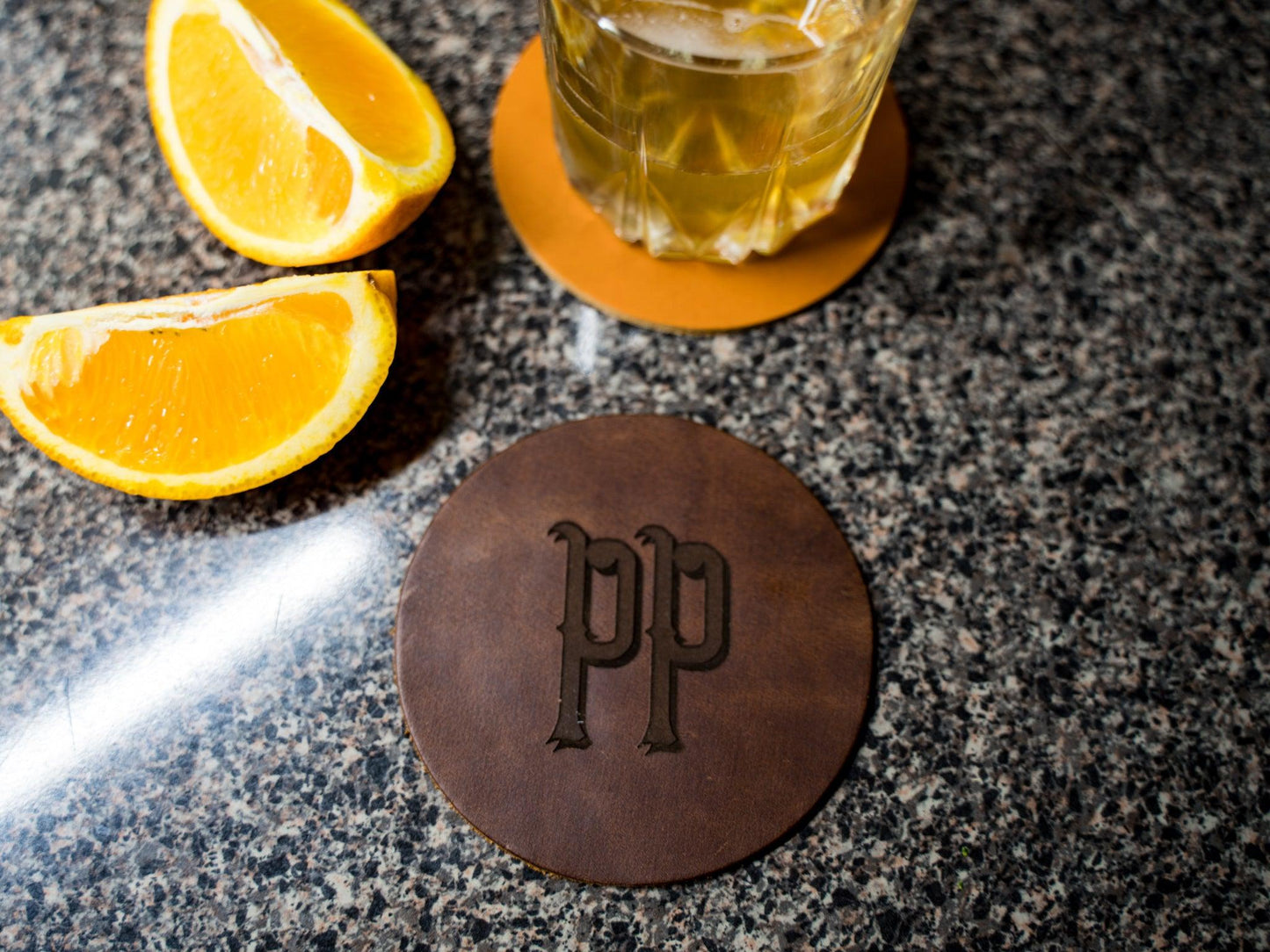 Milwaukee Leather Coaster Set - Chestnut Coasters - olpr.