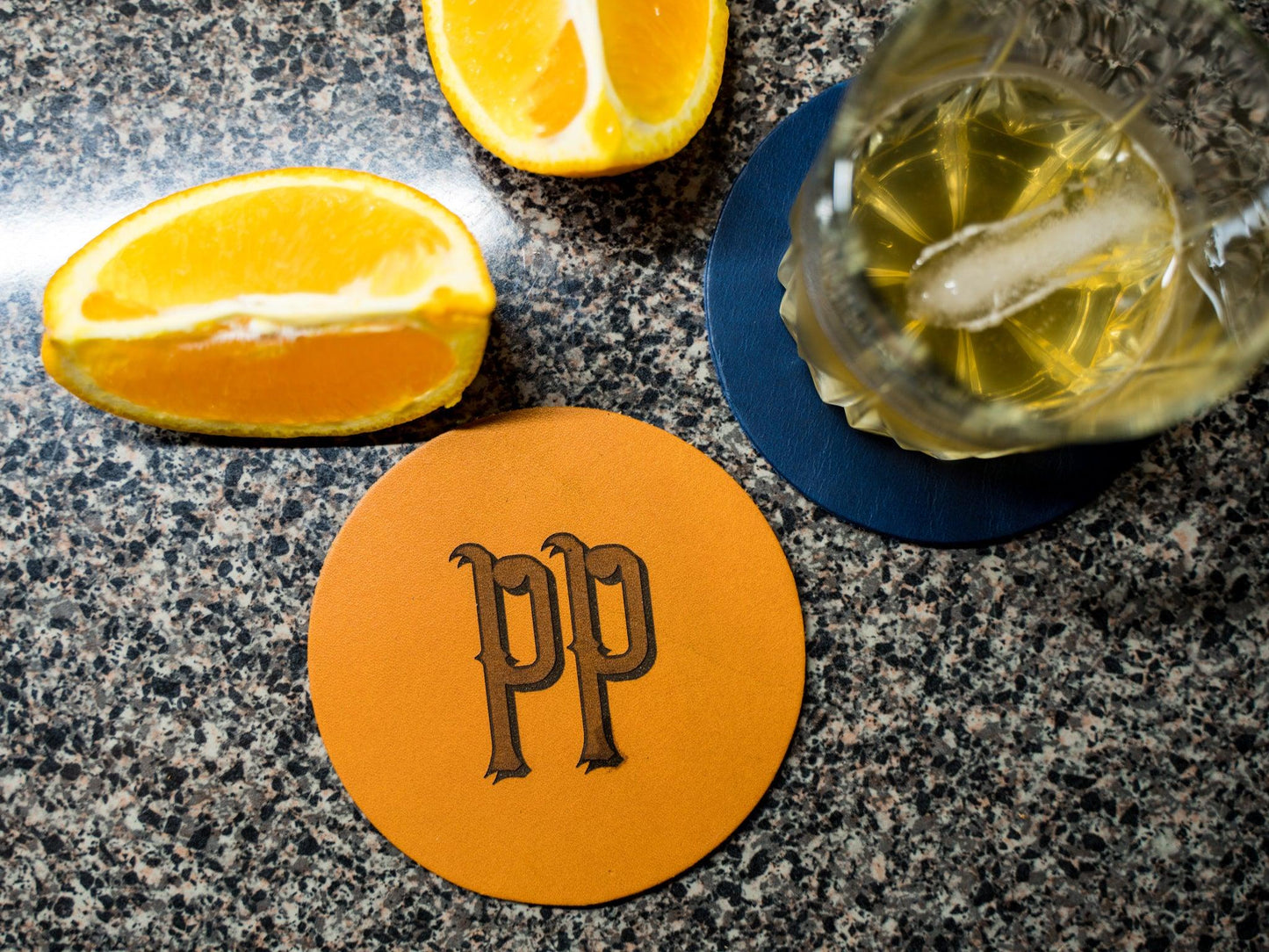 Milwaukee Leather Coaster Set - Natural Coasters - olpr.