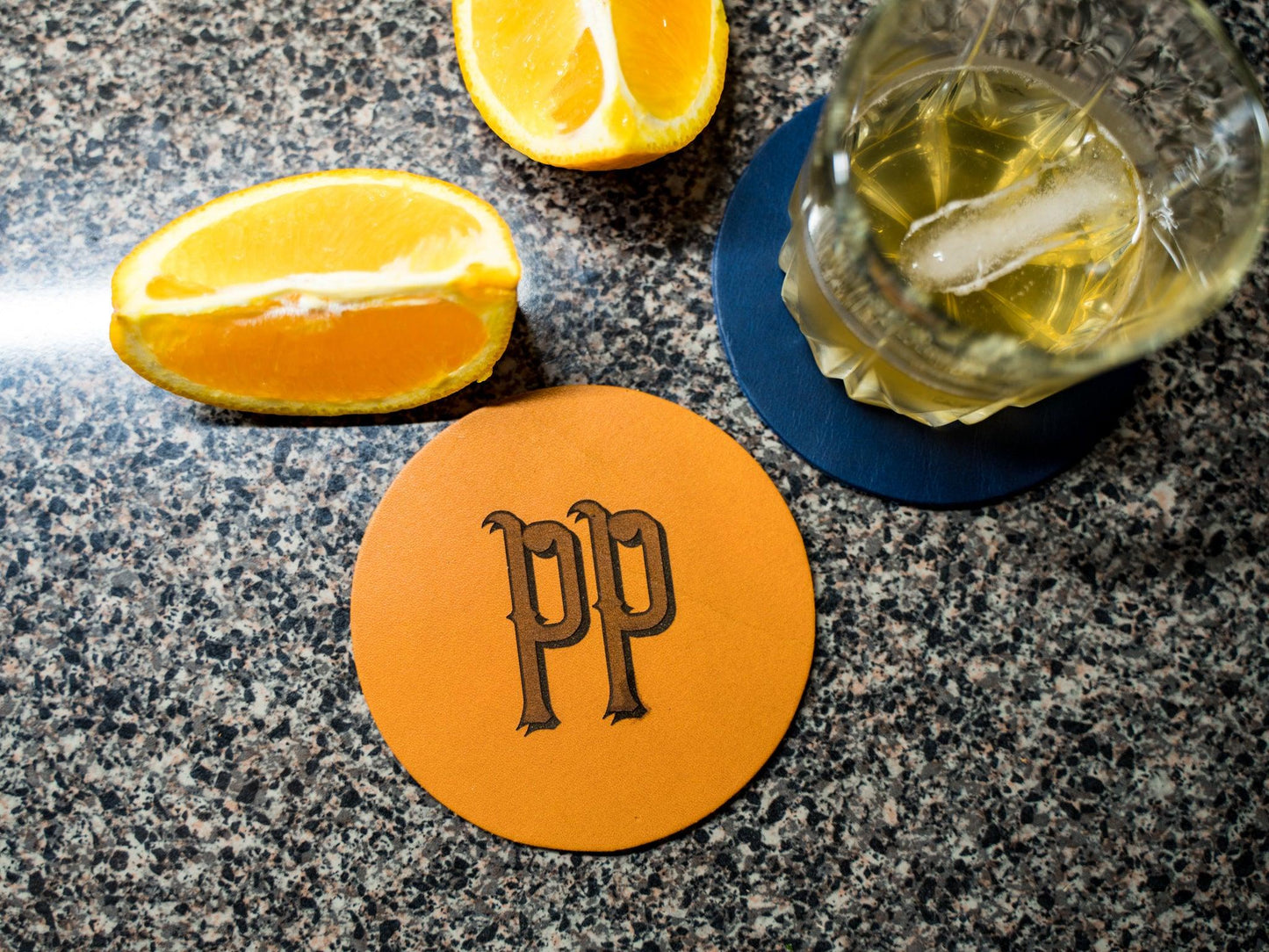 Milwaukee Leather Coaster Set - Natural Coasters - olpr.
