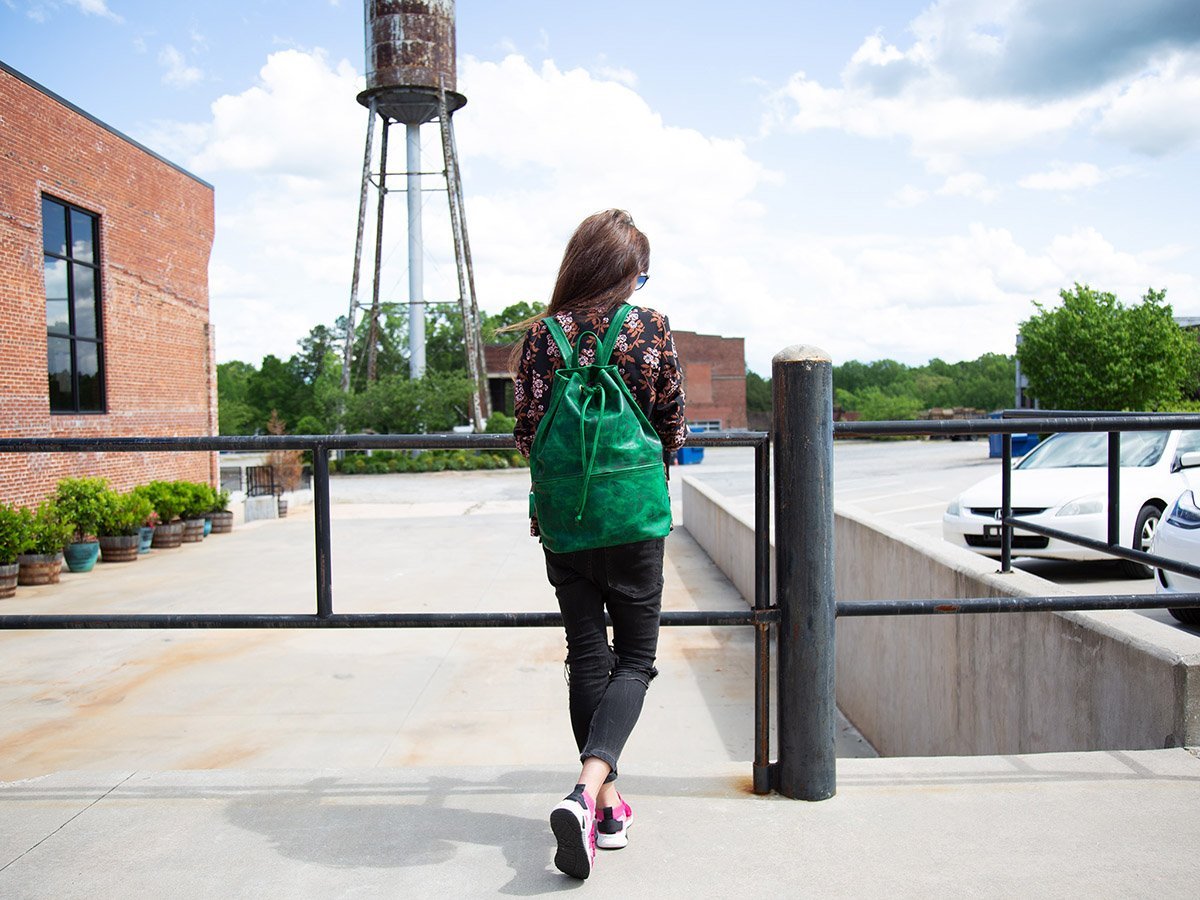 Leather Backpack Izzy Milwaukee - Green Backpack - olpr.