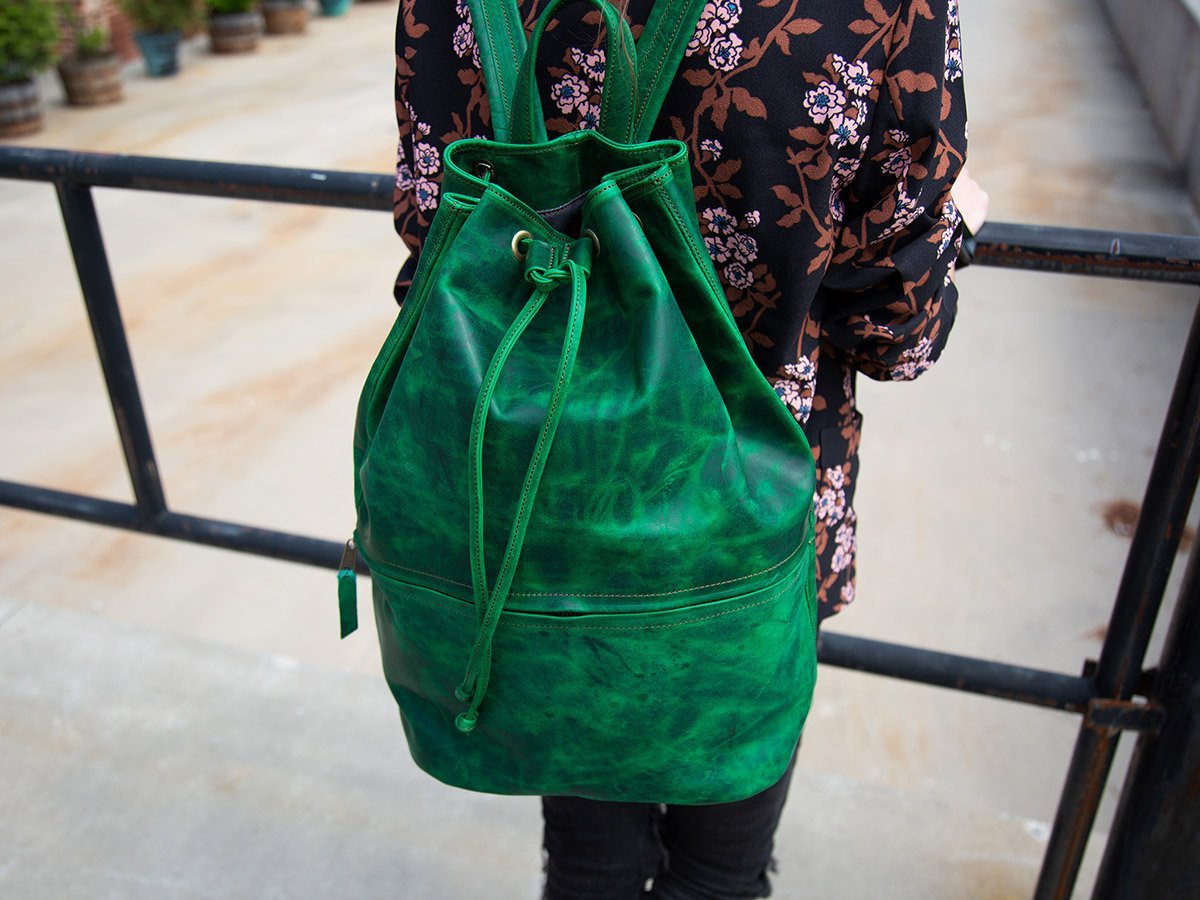 Leather Backpack Izzy Milwaukee - Green Backpack - olpr.