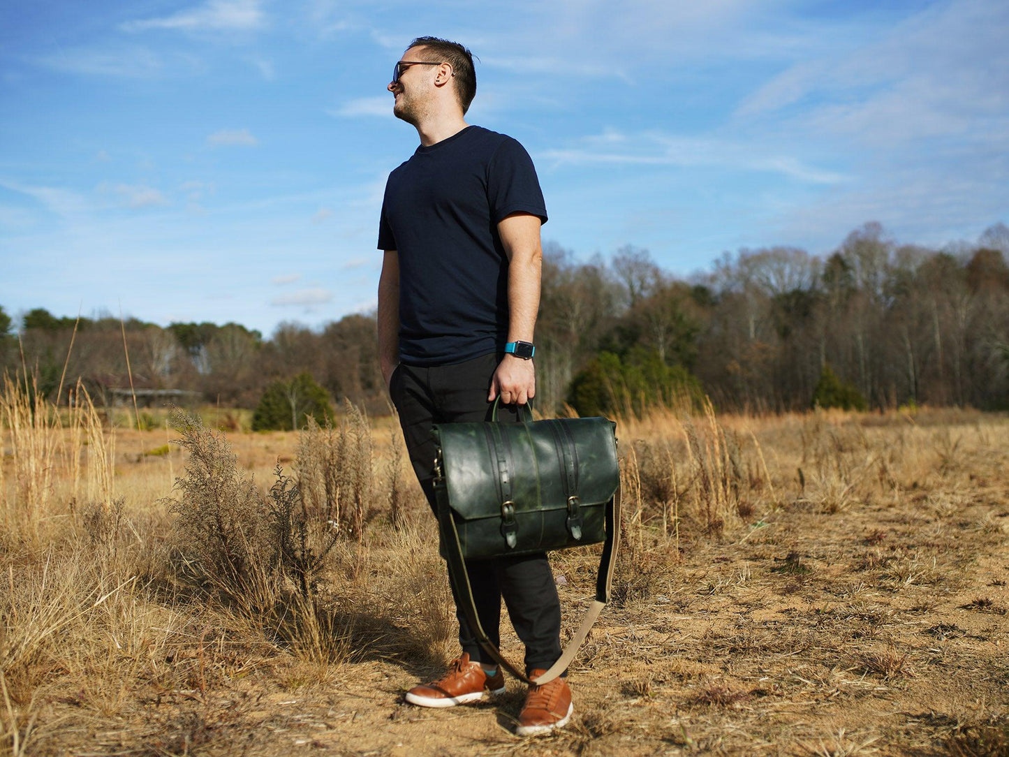 Leather Man Work Bag - Green Briefcases - olpr.