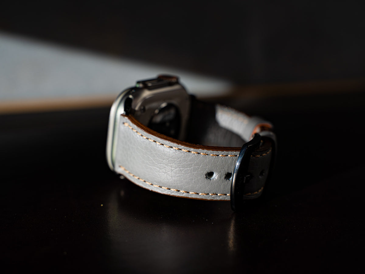 Grey leather best sale apple watch strap