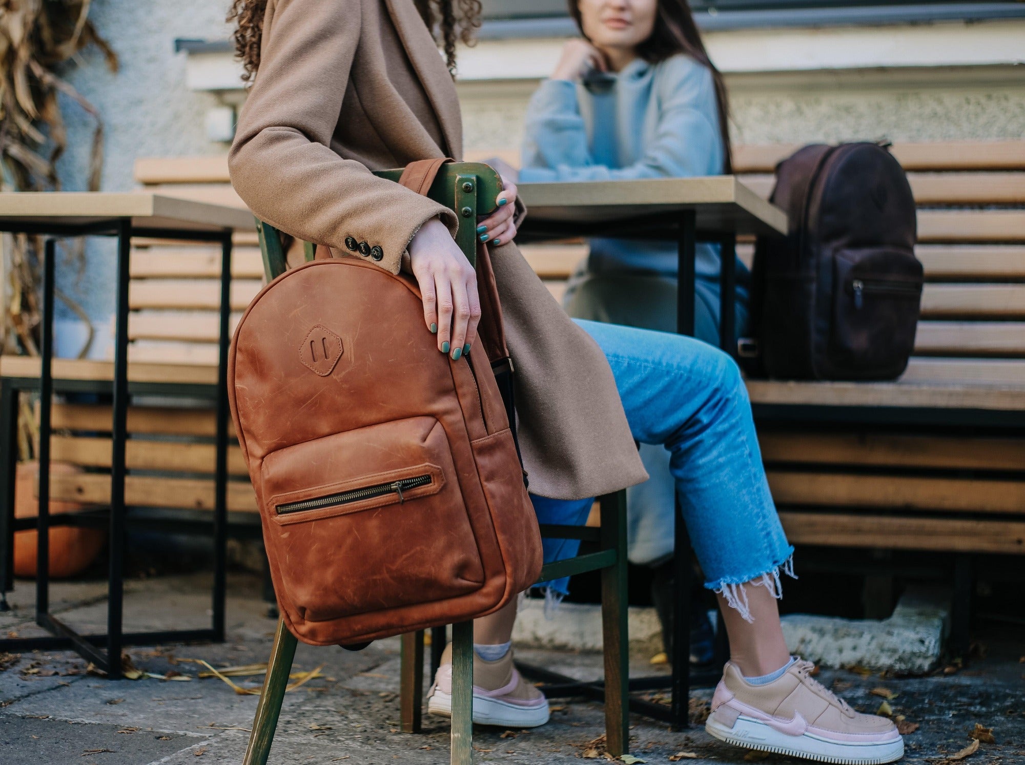 Women`s Crazy Horse Leather Backpack City