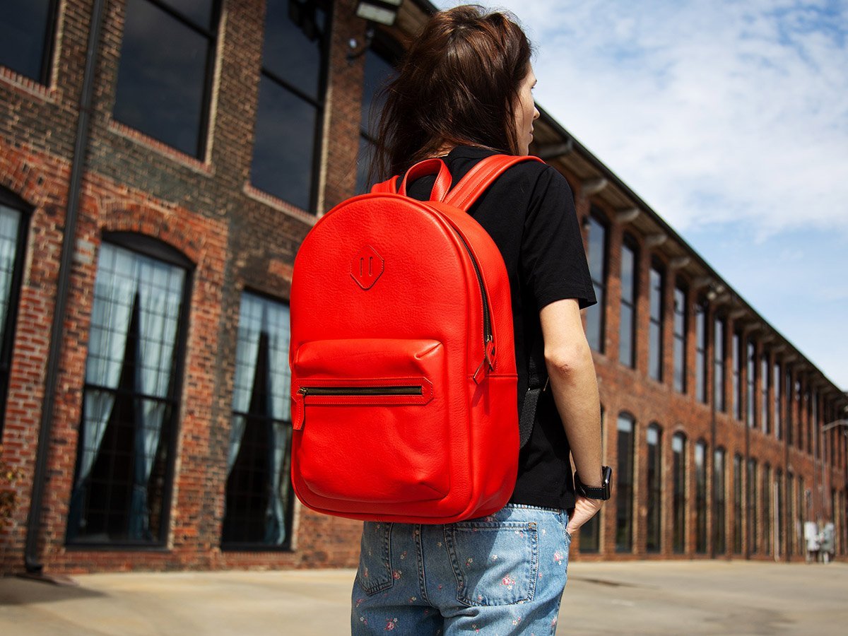 Italian Leather Backpack City - Red Backpack - olpr.