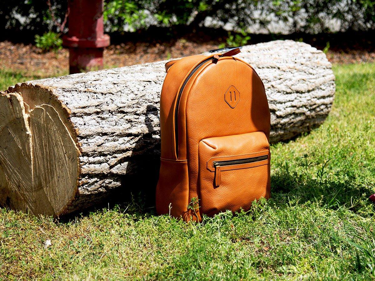 brown leather slouchy backpack Italian Leather Backpack City - Brown