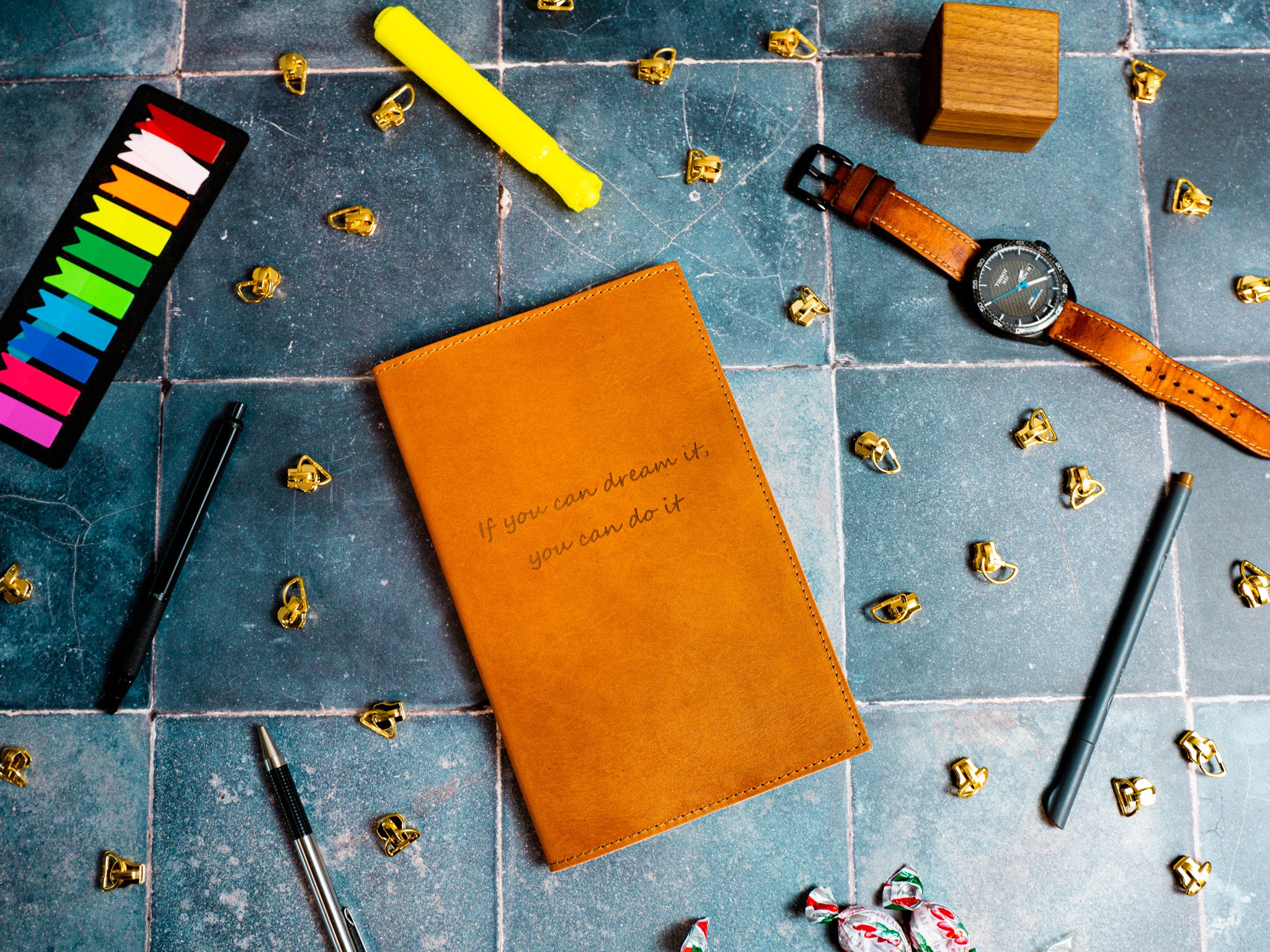 Journal With Quote (Engraved) - Crazy Horse Leather - Wheat | olpr.