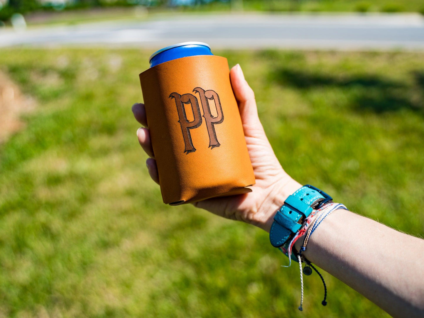 Milwaukee Leather Can Holder - Natural Coozie - olpr.