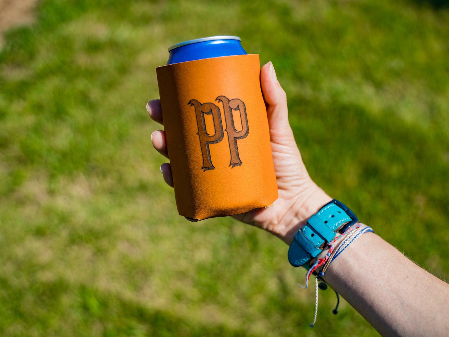 Milwaukee Leather Can Holder - Natural Coozie - olpr.