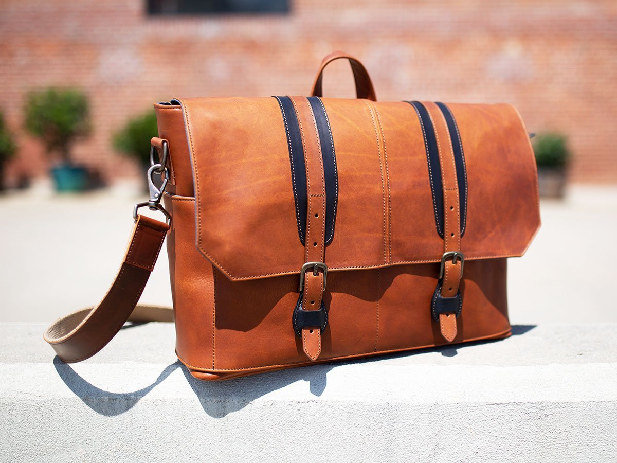 Leather Man Work Bag - Tan Briefcase - olpr.