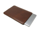 Vertical Leather Macbook Sleeve With Wool Lining - Chestnut Pro & Air Case - olpr.