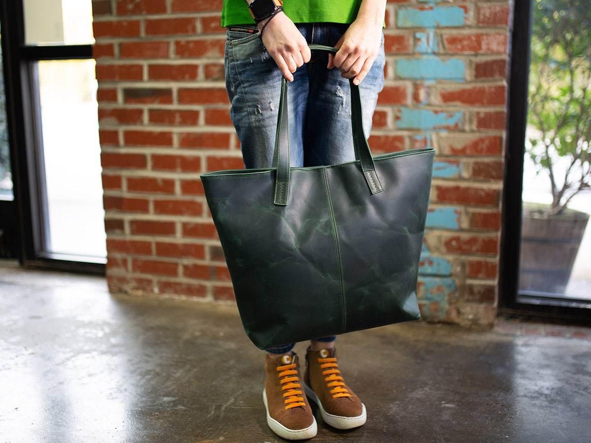 Leather Tote Bag Jess - Green Women Bag - olpr.