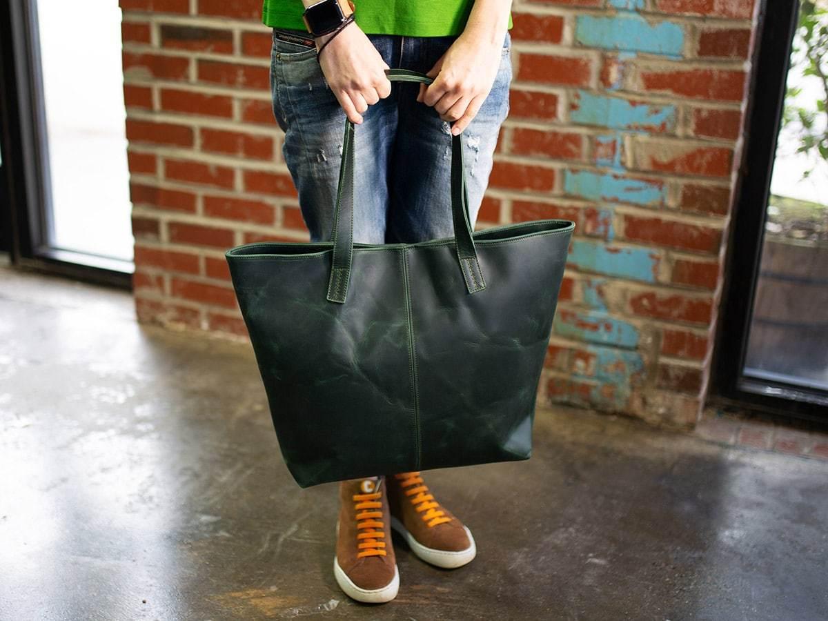 Leather Tote Bag Jess - Green Women Bag - olpr.