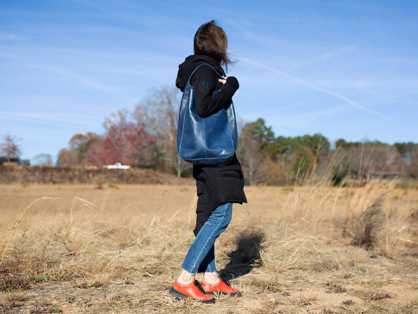 Milwaukee Leather Hobo Bag - Navy Luggage & Bags - olpr.