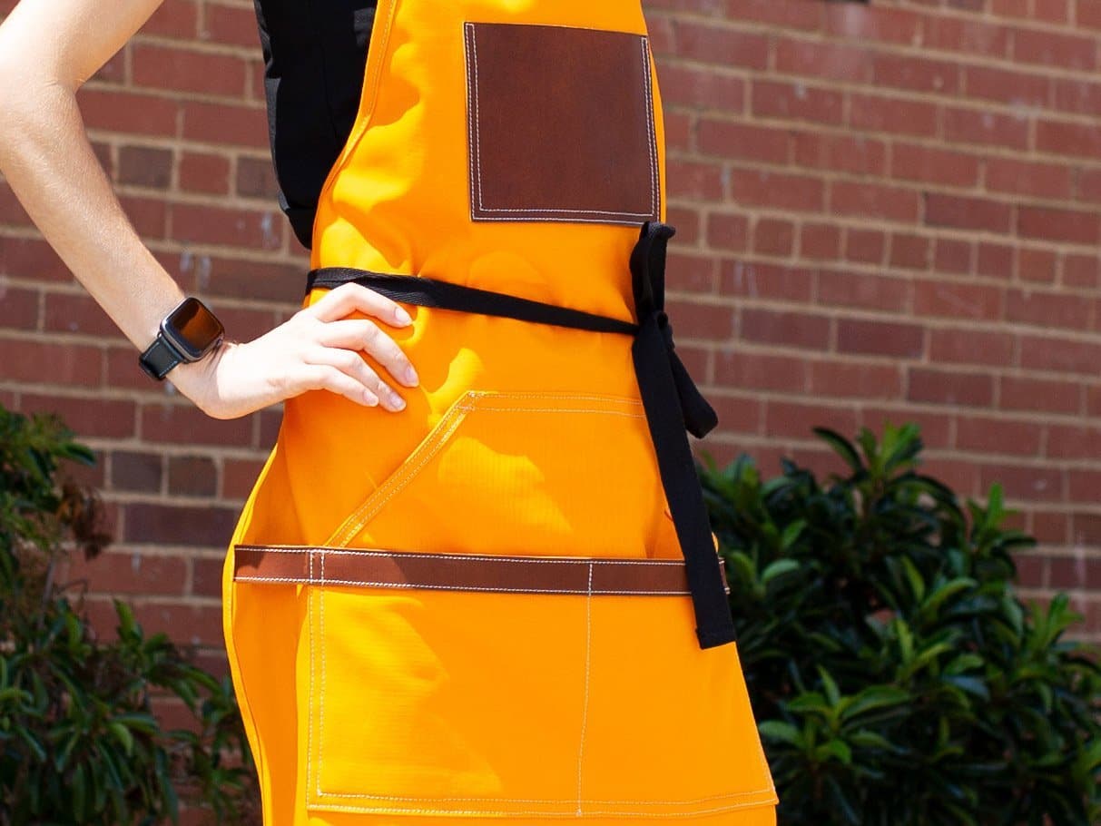 Orange Apron with Pockets - Work & Cooking Apron - olpr.