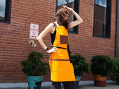 Orange Apron with Pockets - Work & Cooking Apron - olpr.