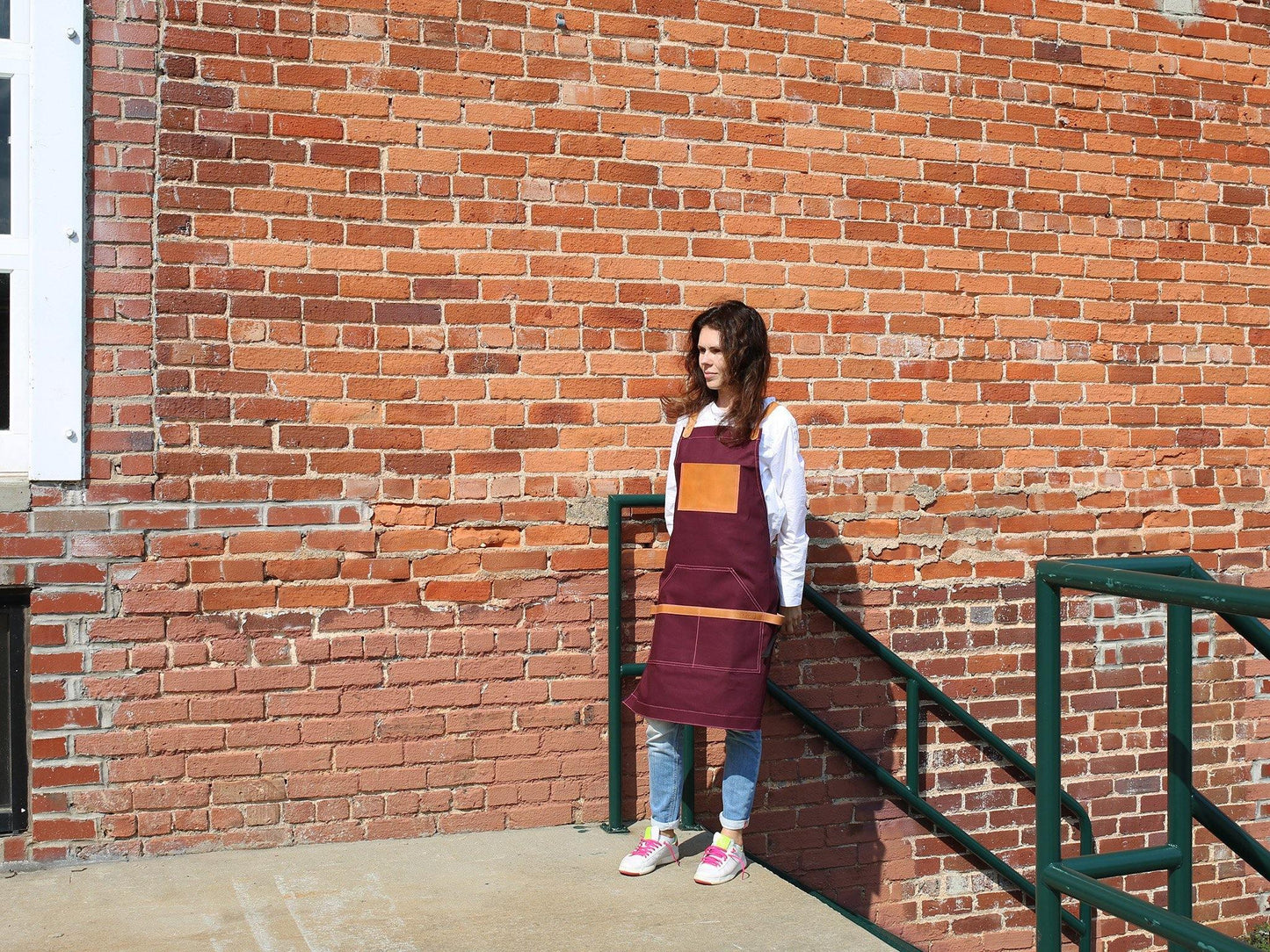 Canvas and Leather Apron - Burgundy