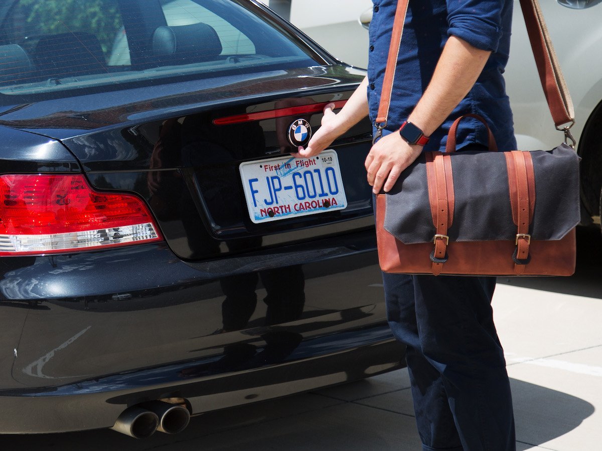 Canvas and Leather Messenger Bag - Chocolate Briefcase - olpr.