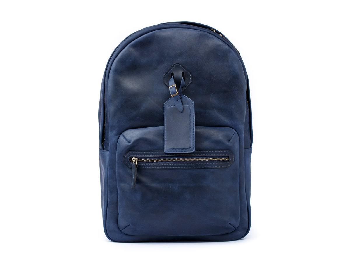 blue leather backpack mens Men's Crazy Horse Leather Backpack City - Navy
