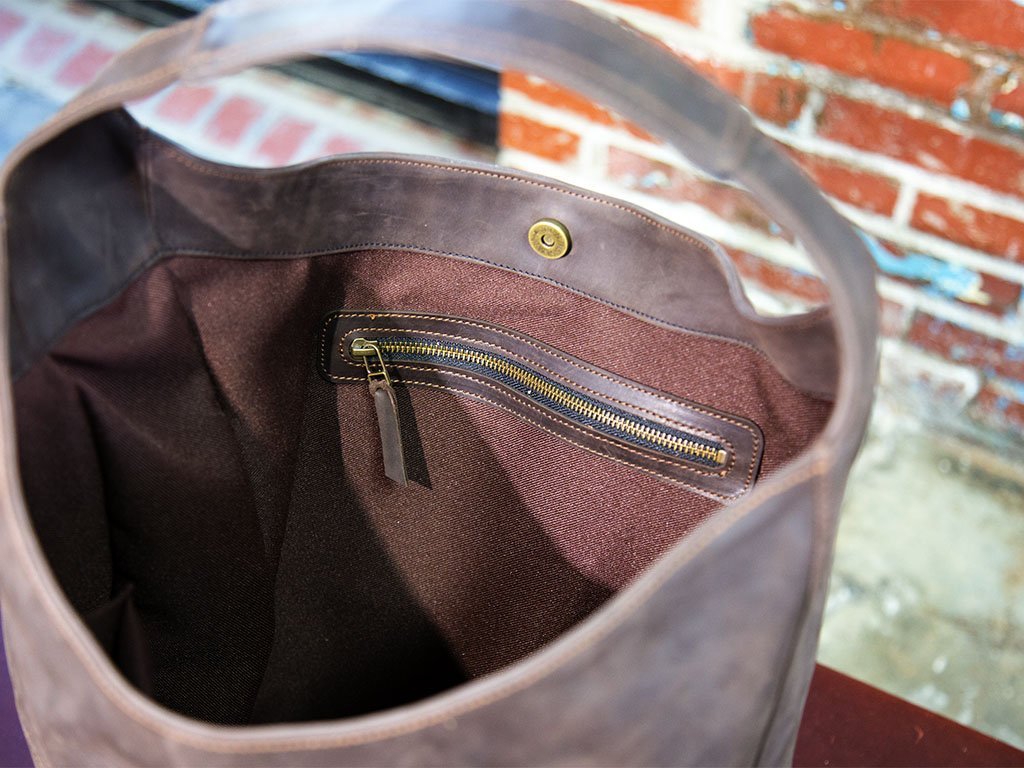 Crazy Horse Leather Hobo Bag - Brown Women Bag - olpr.
