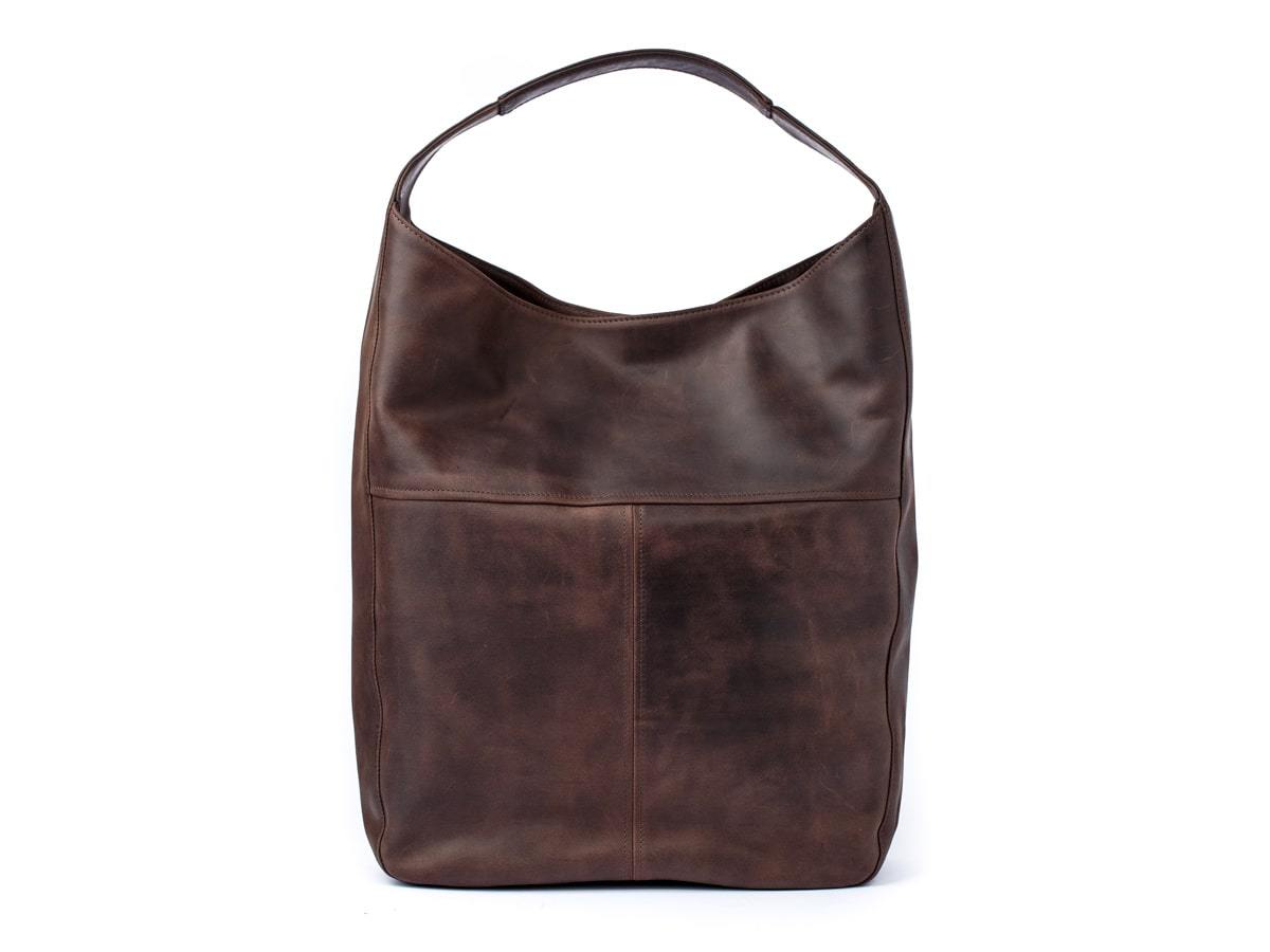 Personalized Crazy Horse Leather Hobo Bag - Brown